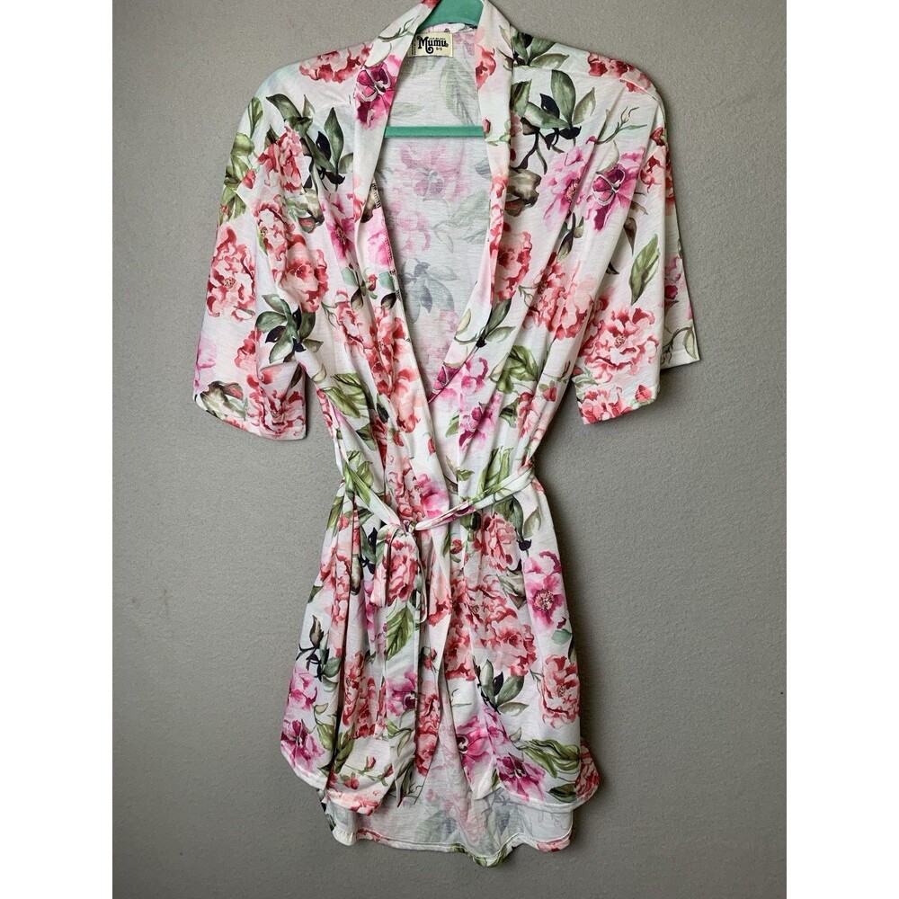 🌻2 for $20🌻Show Me Your Mumu Robe Womens OS Elegant White Floral Short Sleeves